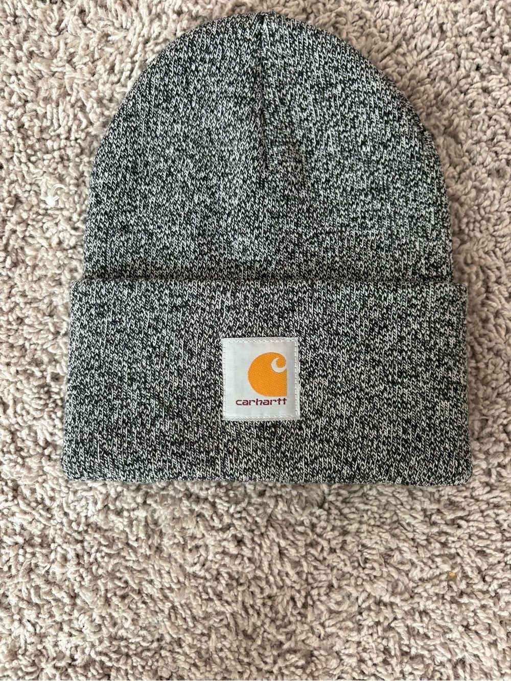 Carhartt Marled Black and White Cuffed Beanie